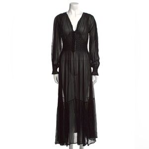 LoveShackFancy Black Long Sleeve Maxi Dress